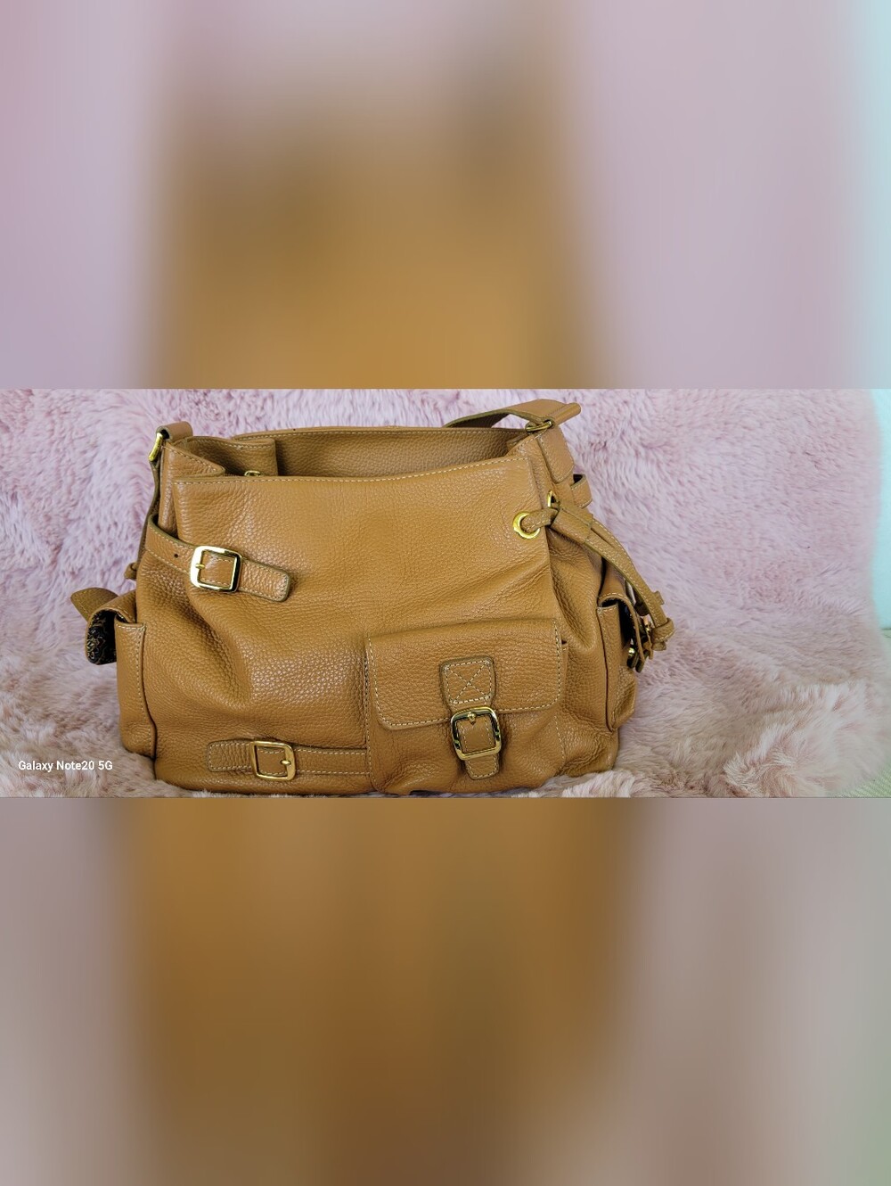 Maxx NY Large Shoulder Tote HandBag Tan Brown Pebble Leather Purse